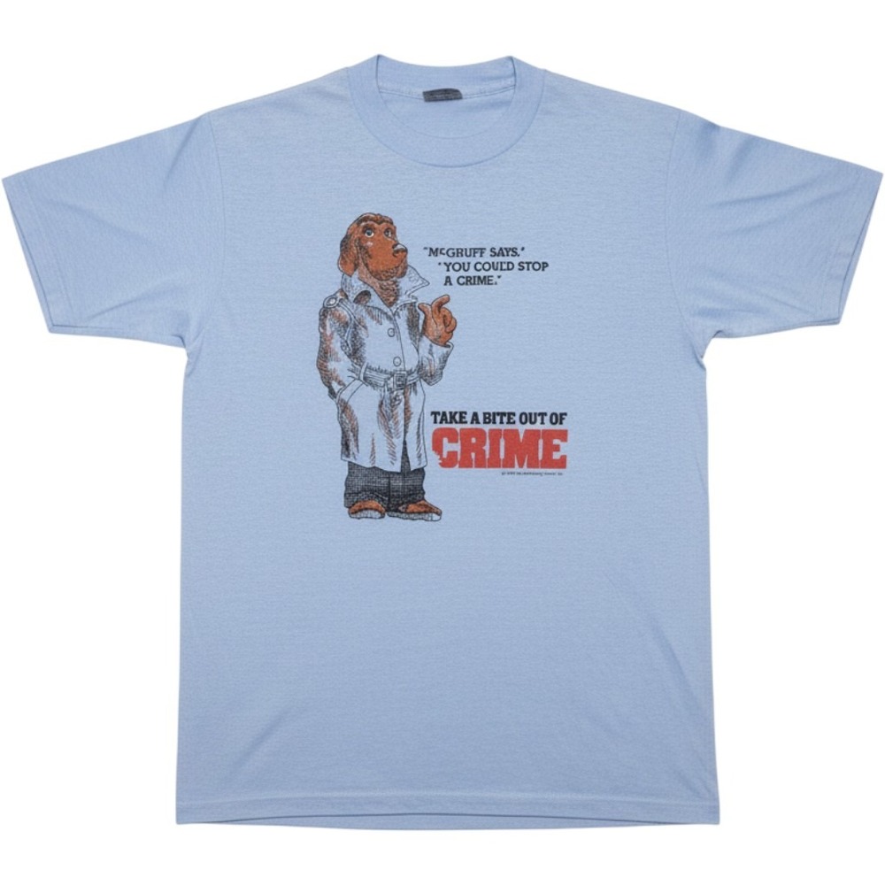 Vintage McGruff The Crime Dog Take A Bite Out Of Crime T-Shirt Blue 1979 PSA M